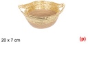 Cesta cuerda papel con asa natural/oro 20x7cm