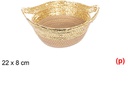 Cesta cuerda papel con asa natural/oro 22x8cm