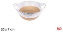 Cesta cuerda papel con asa natural/plata 20x7cm