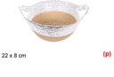Cesta cuerda papel con asa natural/plata 22x8cm