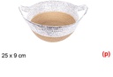 Cesta cuerda papel con asa natural/plata 25x9cm