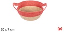 Cesta cuerda papel con asa natural/rojo 20x7cm
