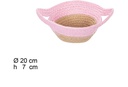 Cesta cuerda papel natural/rosa con asas 20x7cm