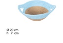 Cesta cuerda papel natural/turquesa con asas 20x7cm