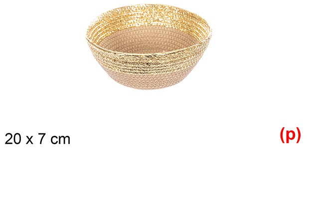 Cesta cuerda papel sin asa natural/oro 20x7cm