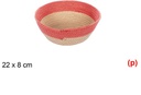 Cesta cuerda papel sin asa natural/rojo 22x8cm
