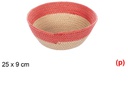 Cesta cuerda papel sin asa natural/rojo 25x9cm