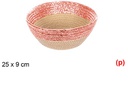 Cesta cuerda papel sin asa natural/rojo brillo 25x9cm