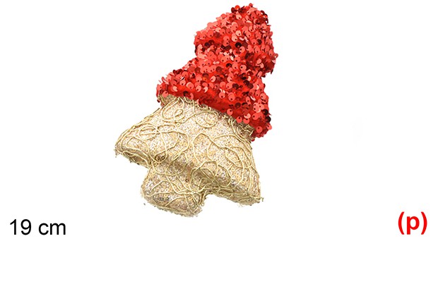 Colgante arbol decorado lentejuelas rojo/oro 19cm