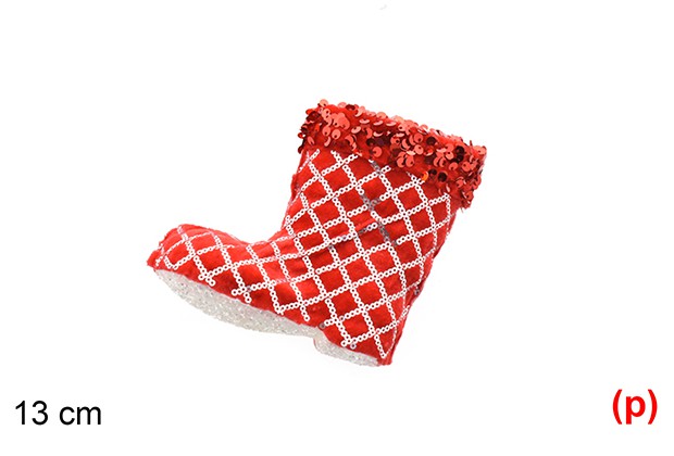 Colgante bota decorado lentejuelas rojo 13cm