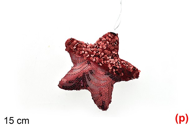 Colgante estrella decorado lentejuelas granate 15cm
