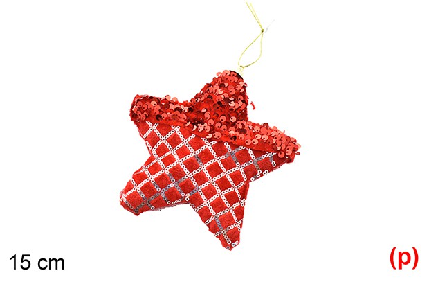 Colgante estrella decorado lentejuelas rojo 15cm