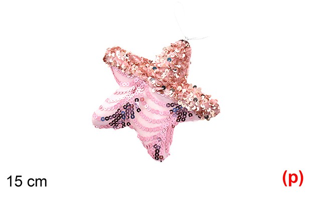 Colgante estrella decorado lentejuelas rosa 15cm