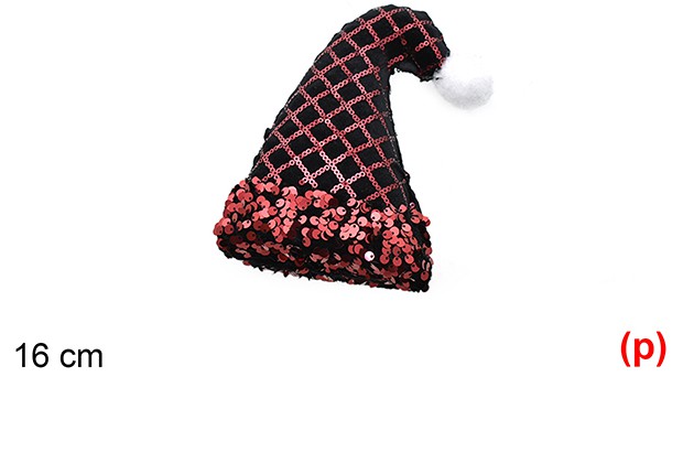 Colgante gorro decorado lentejuelas negro/granate 16cm