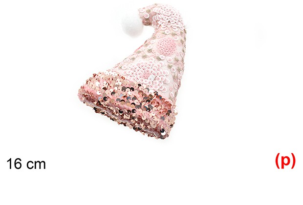 Colgante gorro decorado lentejuelas rosa/rosa claro 16cm