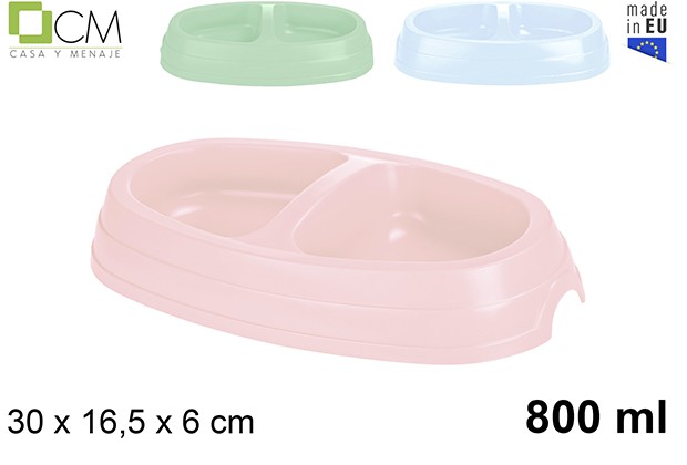 Comedero perro doble (0.800 l ) colores pastel