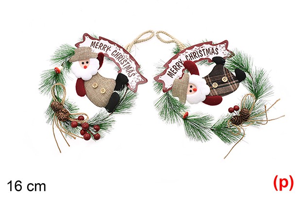Corona puerta navidad con muñeco surtido 25cm