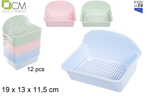 Estropajero plastico rectangular con rejilla escurridor colores pastel