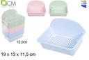 Estropajero plastico rectangular con rejilla escurridor colores pastel
