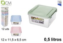 Fiambrera cuad.c/cierre 0.5l colores pastel