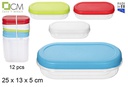 Fiambrera plastico ovalada transparente tapa color surtido 25x13x5cm