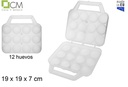 Huevera plastico 12 huevos con maletin transparente
