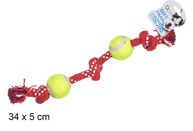 Juguete mascota cuerda con 2 pelotas 32cm
