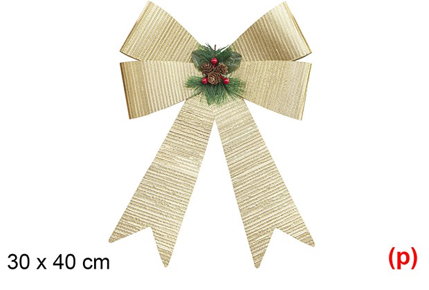 Lazo navidad oro decorado con piña 30x40cm