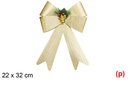 Lazo navidad oro decorado con piña y angel 22x32cm