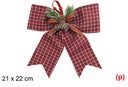 Lazo navidad rojo decorado con piña 21x22cm