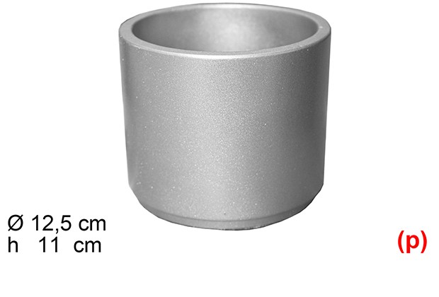 Macetero cemento cilindrico color plata 12.5x11cm