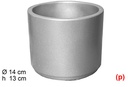 Macetero cemento cilindrico color plata 14x13cm