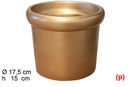 Macetero cemento con borde color oro 17.5x15cm