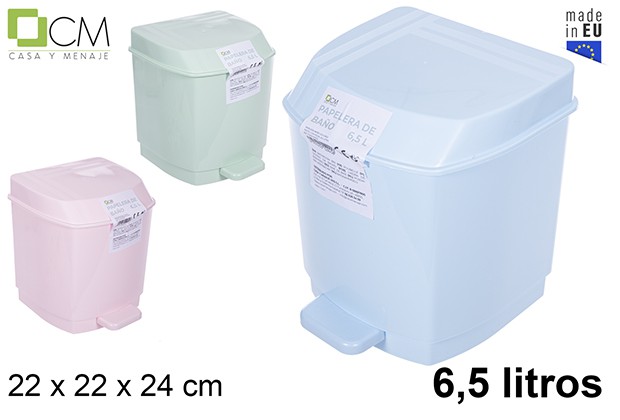 Papelera baño colores pastel c/pedal 6,5 litros