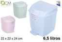 Papelera baño colores pastel c/pedal 6,5 litros