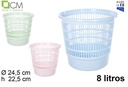 Papelera plastico rejilla colores pastel 8l