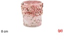 Portavela cristal decorada lentejuelas rosa/rosa claro 8cm