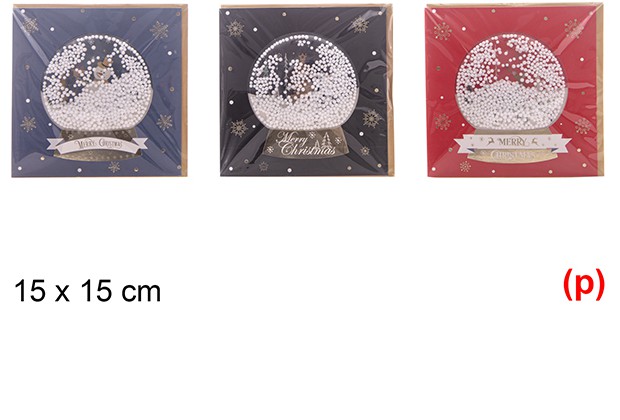 Postal con nieve navidad 3d 15x15cm
