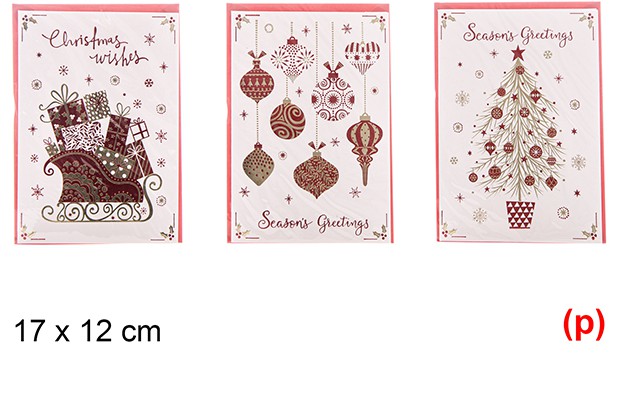 Postal navidad dorado surtido 17x12cm