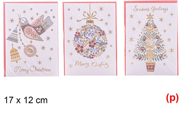 Postal navidad dorado surtido 17x12cm