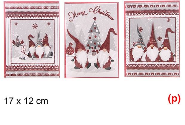 Postal papa noel navidad purpurina surtido 17x12cm