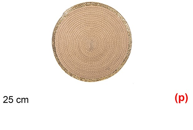 Salvamantel cuerda papel natural/oro 25cm