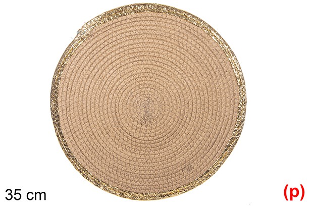 Salvamantel cuerda papel natural/oro 35cm