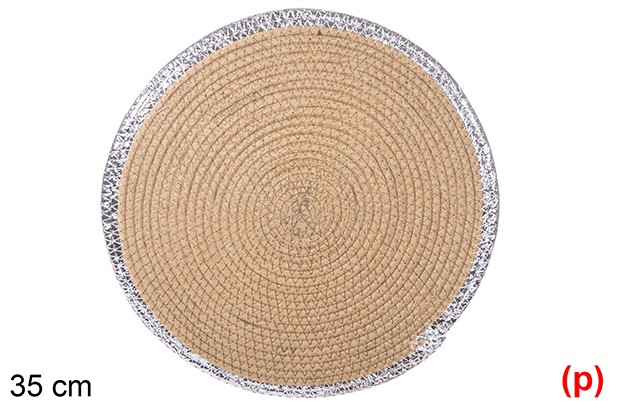 Salvamantel cuerda papel natural/plata 35cm