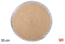 Salvamantel cuerda papel natural/plata 35cm