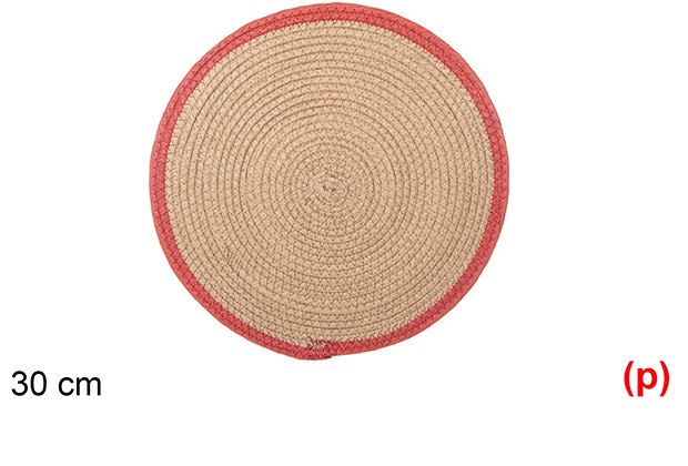 Salvamantel cuerda papel natural/rojo 30cm