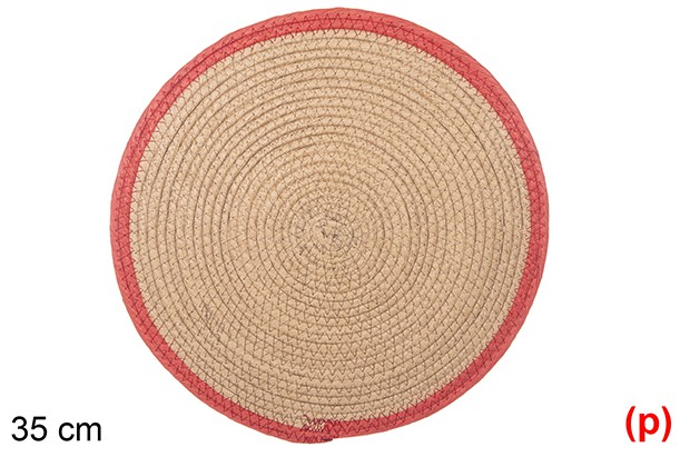 Salvamantel cuerda papel natural/rojo 35cm
