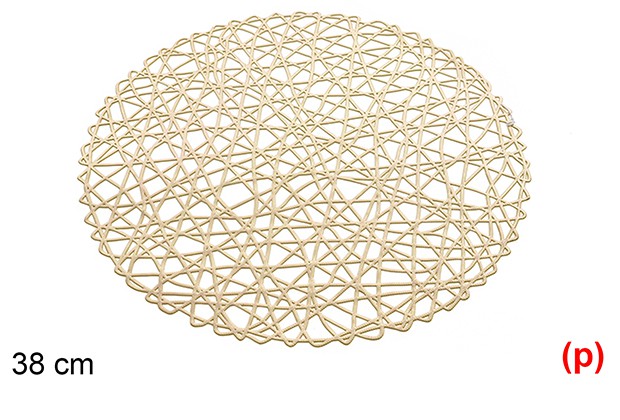 Salvamantel pvc redondo trenzado oro 38cm