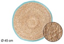 Salvamantel seagrass borde yute turquesa 45cm