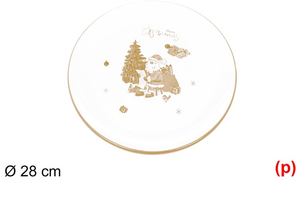 Tartera ceramica navidad oro new 28x28cm